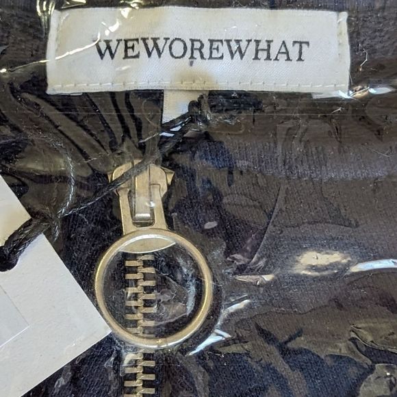 WeWoreWhat 90's Slouchy Terry Cropped Navy Blue Quarter Zip Pullover Sz S NWT - Picture 10 of 10